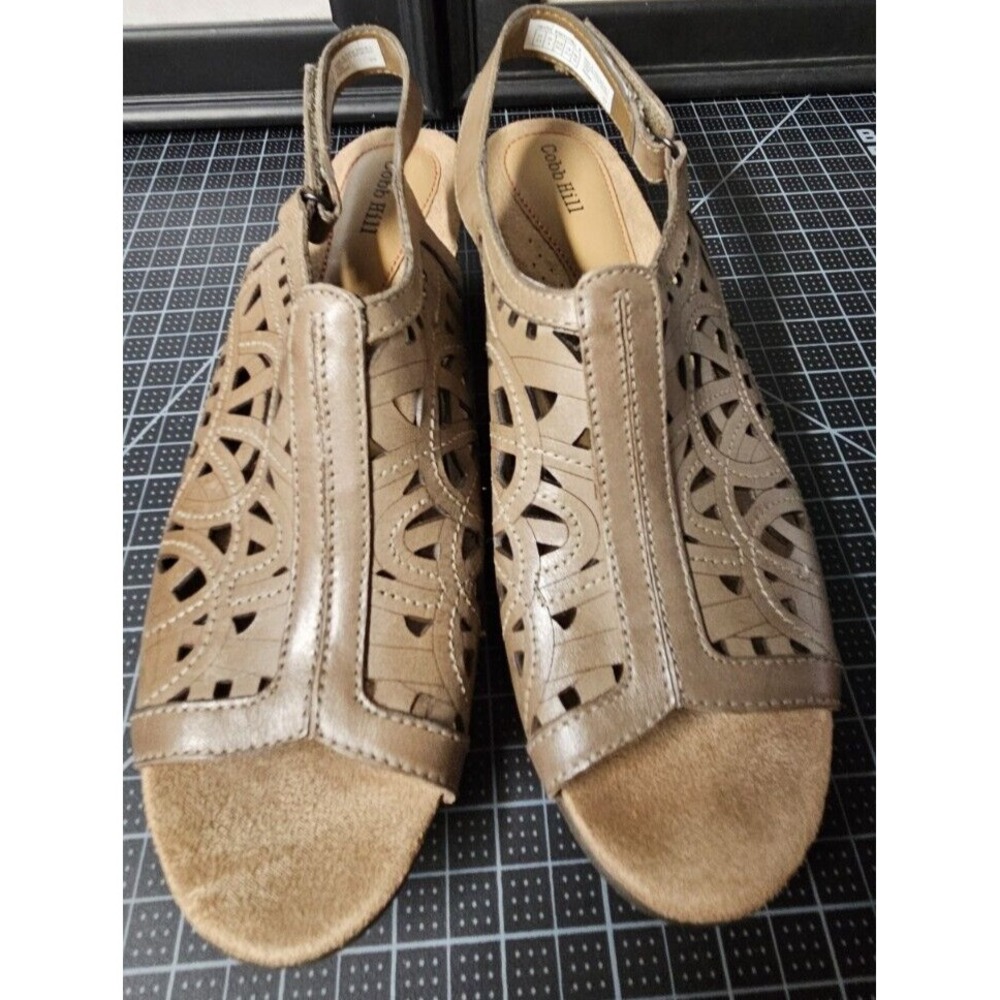 COBB hill ABBOTT HI VAMP Sling sandals cutout leather upper Tan US 8.5‎